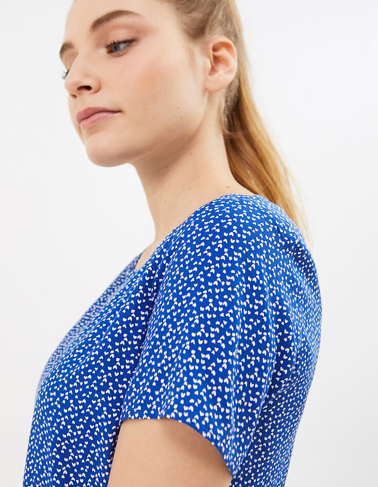 I.Code blue glass small heart print top-4