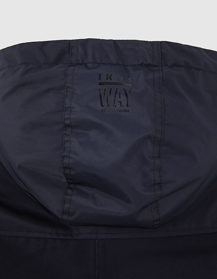 Parka navy bi mati&egrave;re &agrave; capuche fourr&eacute;e gar&ccedil;on -6