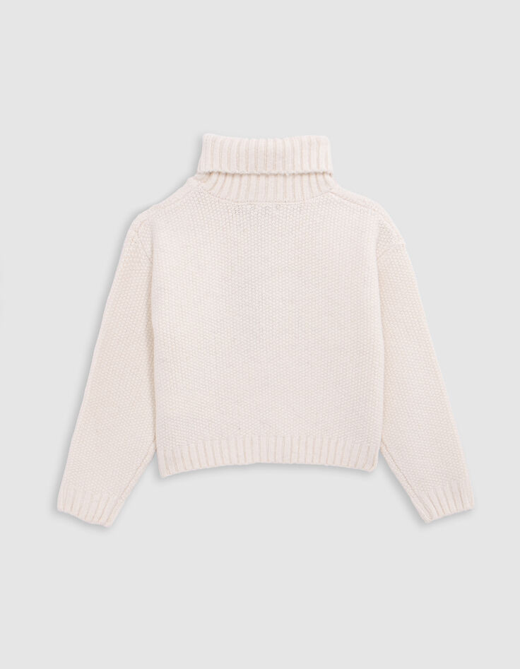 Jersey de punto de cuello alto crudo para niña-5