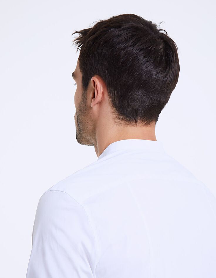Chemise slim blanche à col Mao homme-5