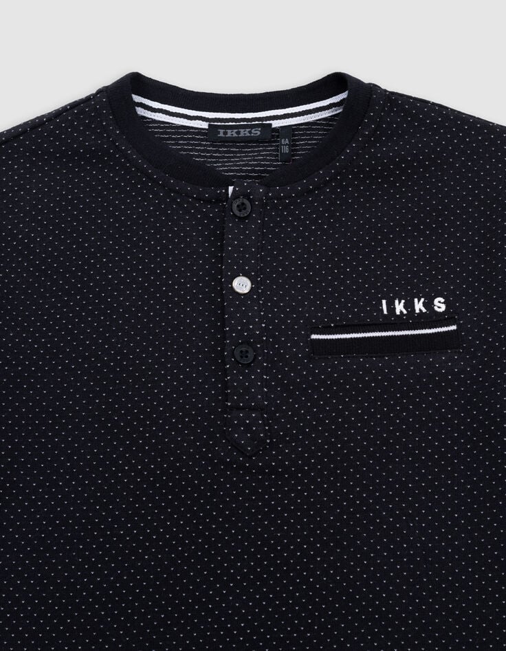 T-shirt noir jacquard motif pois garçon-2