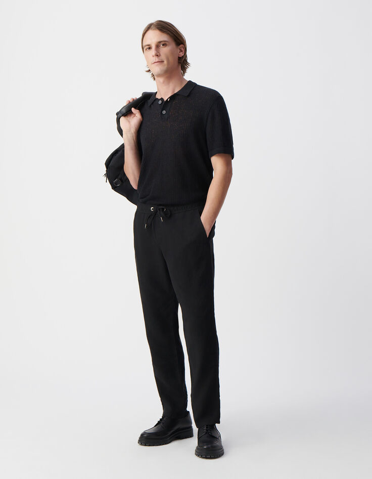 Polo negro punto calado fantasía hombre-1