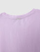 Lila Mädchen-T-Shirt mit Erdbeerprint und Schriftzug-6