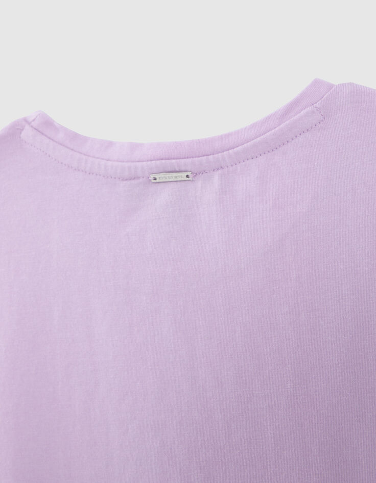 Lila Mädchen-T-Shirt mit Erdbeerprint und Schriftzug-6