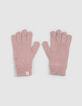 Gants roses tricot pailleté fille-1