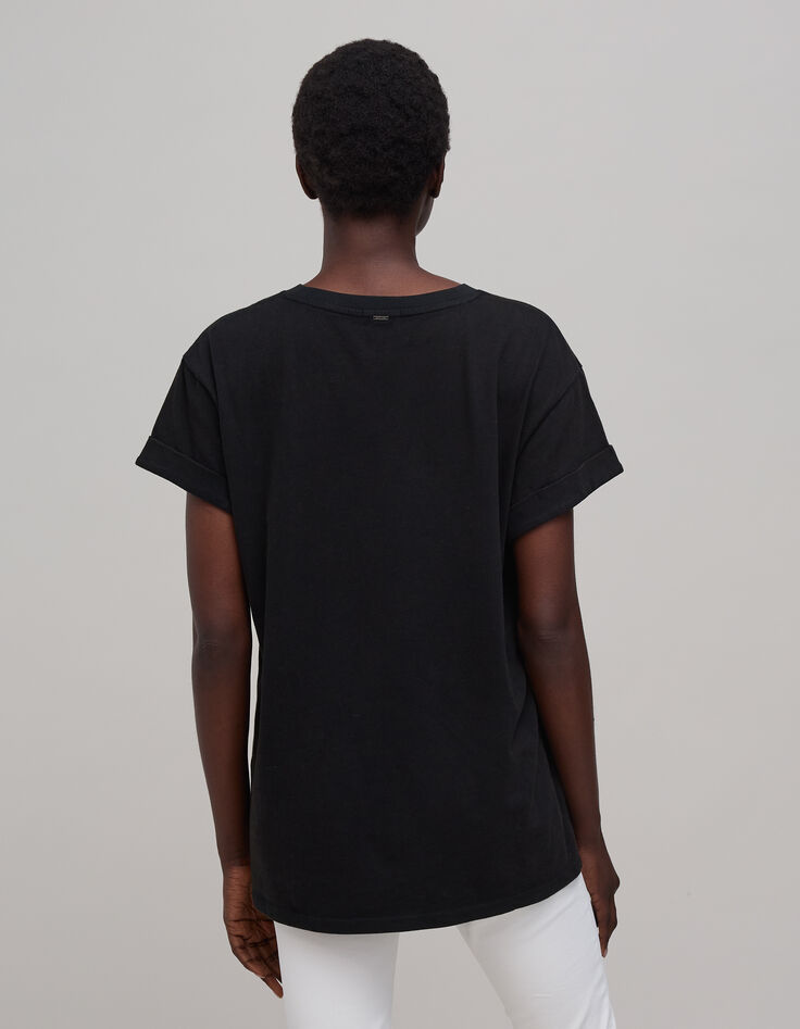 Camiseta negra oversize visual panther de mujer-3