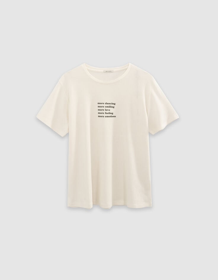 Women’s off-white crew neck T-shirt with glittery slogan-5 Women’s off-white crew neck T-shirt with glittery slogan-5