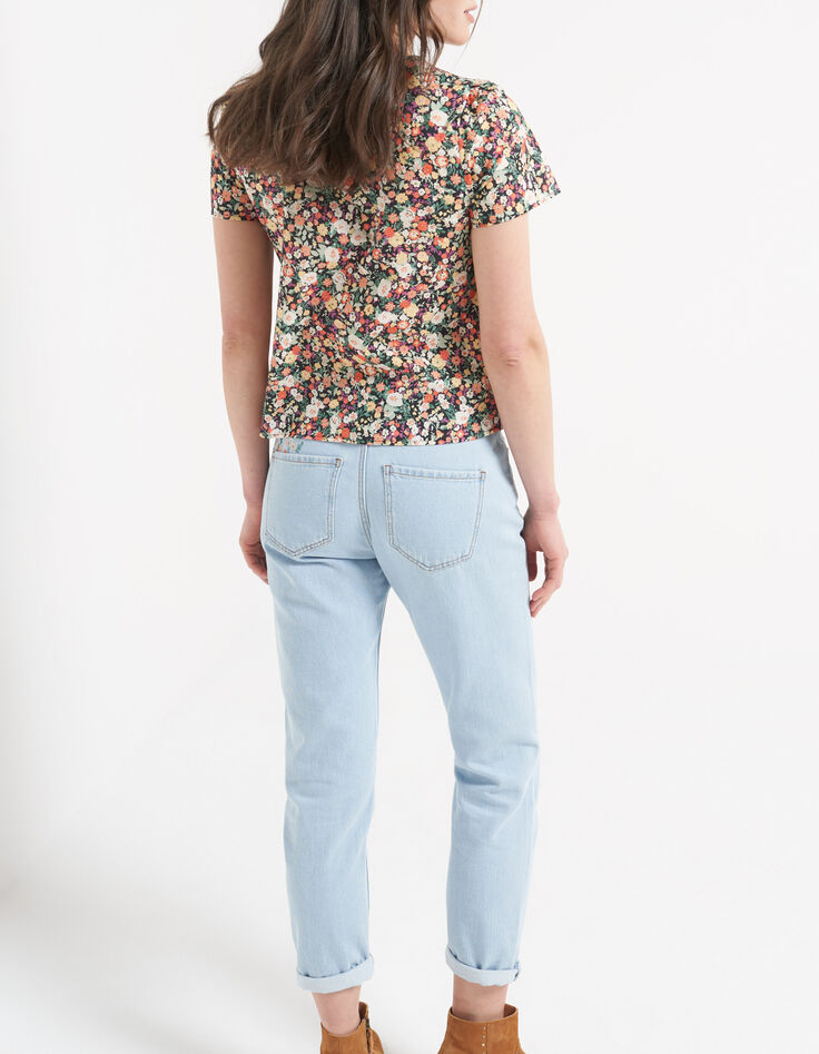 I.Code water pink top + multicoloured flower print-3