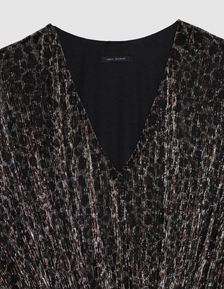 Vestido de punto lurex negro Mujer-8