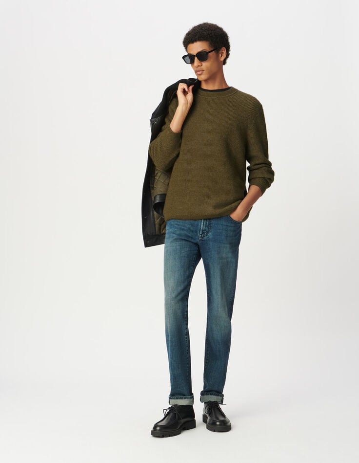 Pull hiver kaki tricot mousseux Homme-2 Pull hiver kaki tricot mousseux Homme-2