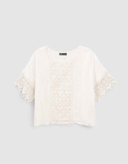 Girls’ off-white blouse with lace - IKKS