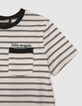 T-shirt écru à rayures noires garçon-3