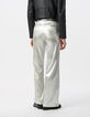 Pantalones de traje acampanados con revestimiento plata para Mujer-3