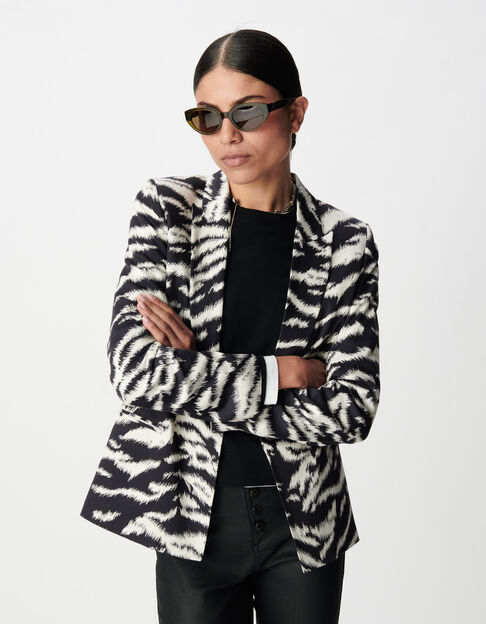 Schwarze Anzugjacke mit Zebramuster f&uuml;r Damen - IKKS