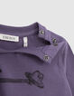 Violettes Babyjungen-T-Shirt, Biobaumwolle, rockiger Print-6