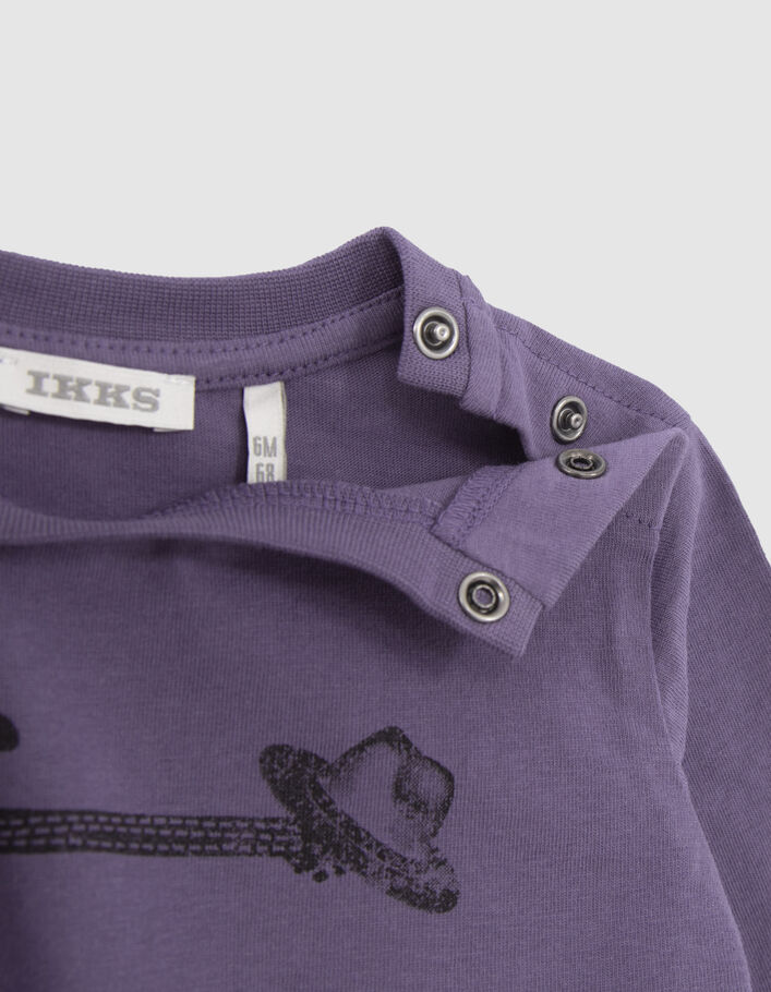 T-shirt violet bio print rock devant et dos bébé garçon-6