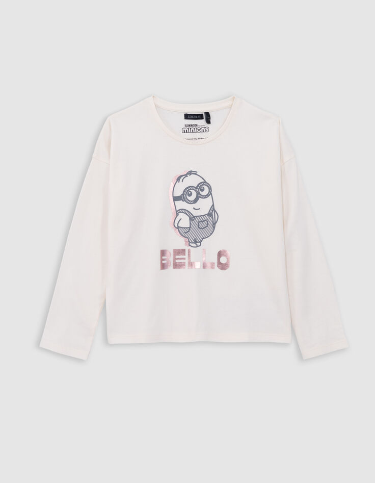 Camiseta crudo algodón mensaje MINIONS niña-1