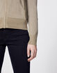 Cardigan zippé métallisé à capuche points résille femme-5