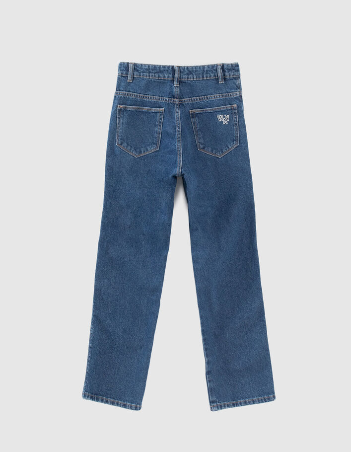 Girls’ blue organic cotton STRAIGHT jeans-3