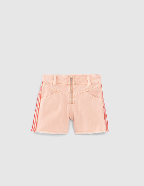Roze jeansshort gestreepte biezen opzij meisjes