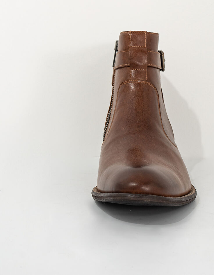 Leren boots chocolade met bandje heren-4 Leren boots chocolade met bandje heren-4