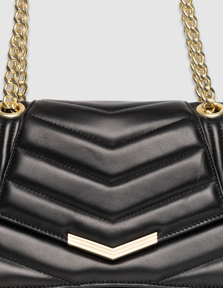 Bolso THE 1 negro cuero M detalles metal amarillo mujer-4