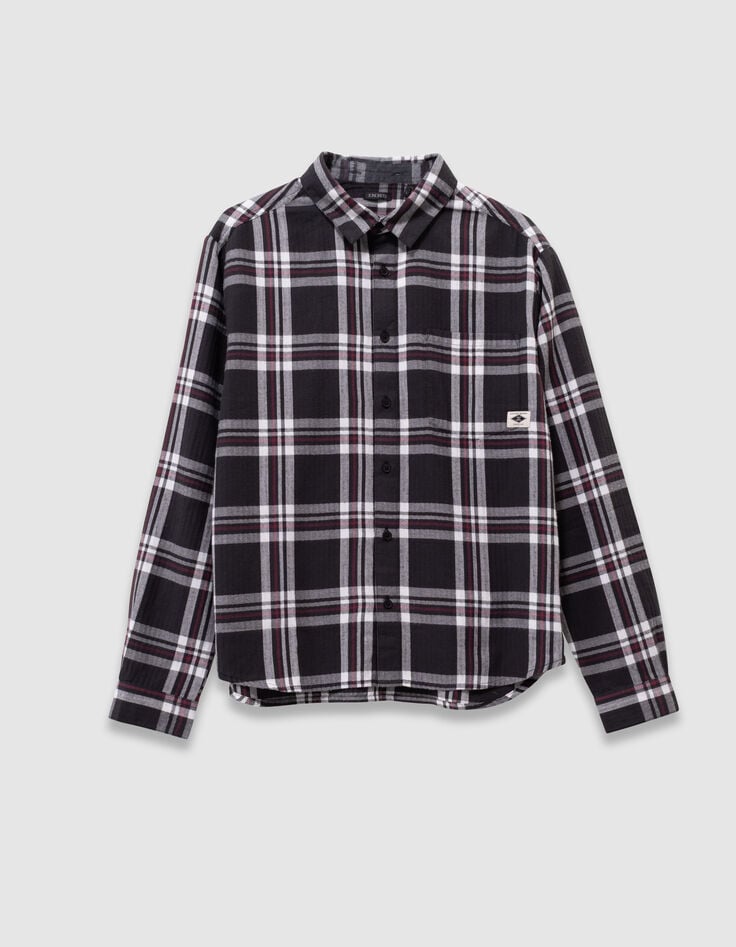 Chemise carreaux grise capuche amovible garçon-4 Chemise carreaux grise capuche amovible garçon-4