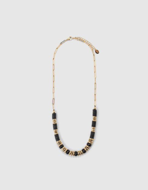 Women’s black and gold-tone Heishi bead choker necklace