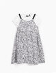 Robe 2 en 1 blanc imprimé tachiste et tee-shirt fille-3