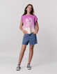Girl's purple sleeveless deep dye sweatshirt with message-2