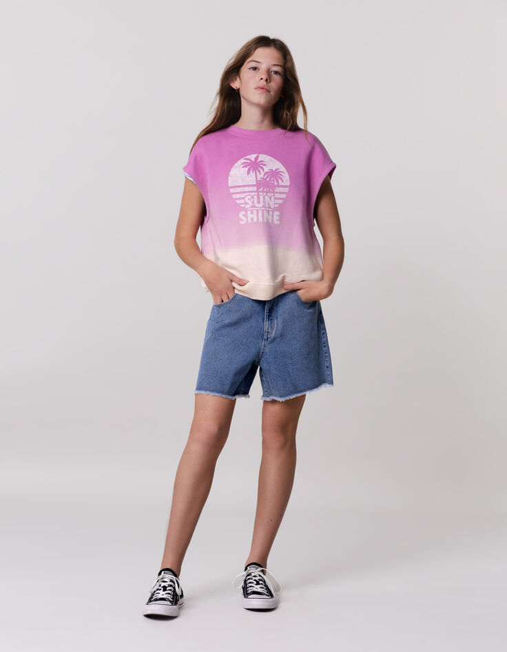 Girl's purple sleeveless deep dye sweatshirt with message-2