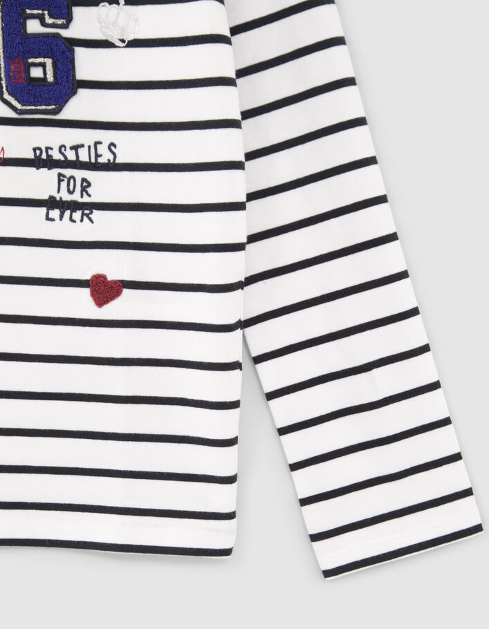 Girls’ off-white embroidered sailor stripe T-shirt-5