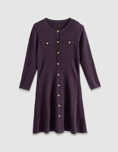 Gebreide jurk met knoopsluiting in bordeauxrood Dames - IKKS