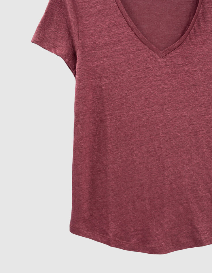 Tee-shirt en lin foil coloris fuchsia femme-2