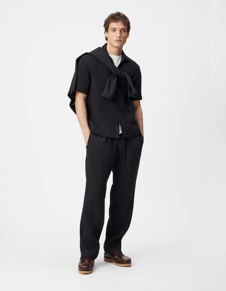 Men's black pleated pants-1