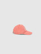 Casquette corail foncé avec broderie fille -6