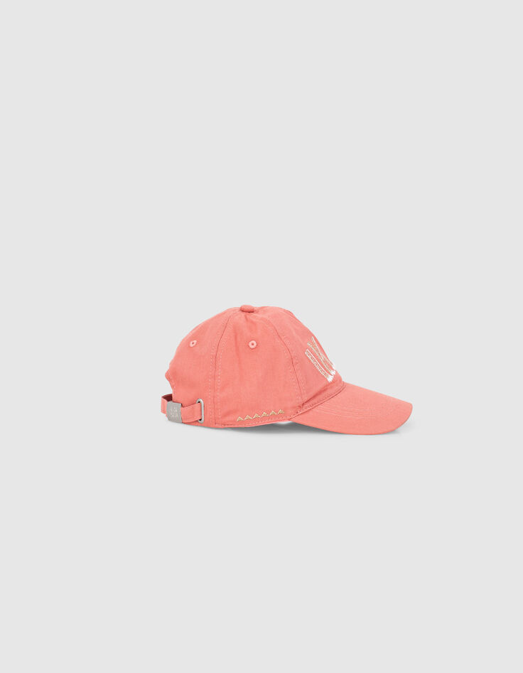 Casquette corail foncé avec broderie fille -6