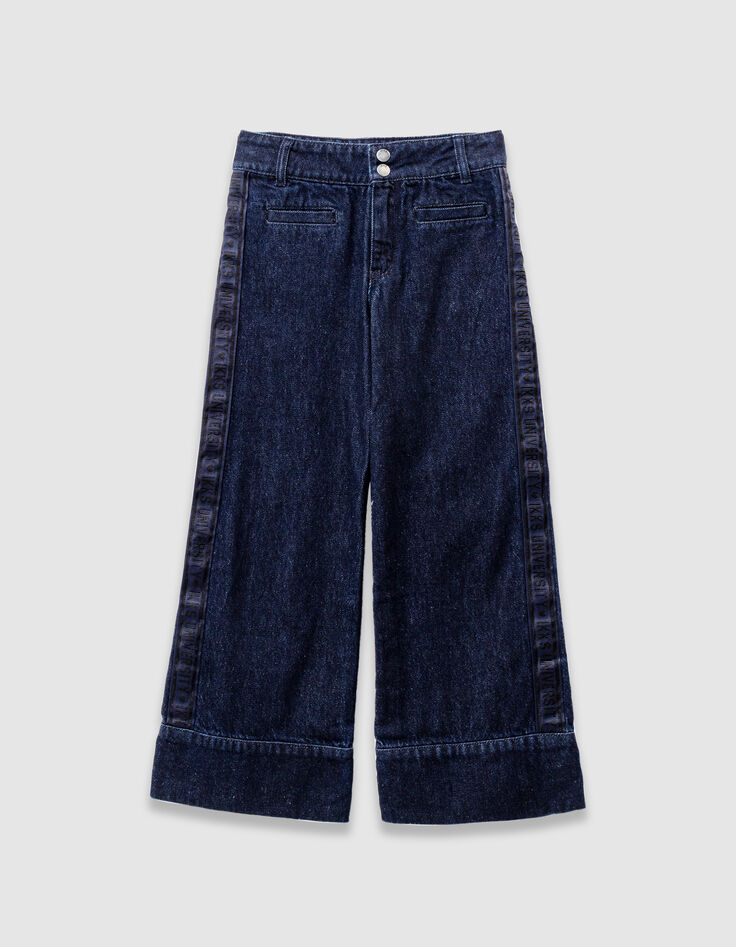 Vaqueros anchos azules franjas anchas laterales niña-4 Vaqueros anchos azules franjas anchas laterales niña-4