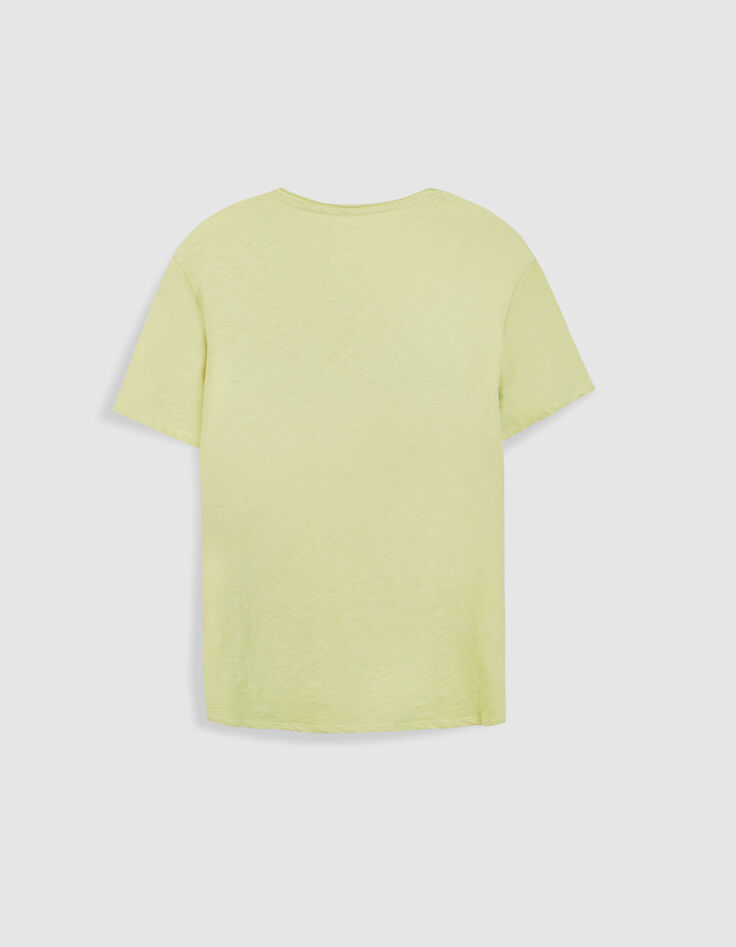 T-shirt encolure V vert coton bio flamm&eacute; Homme-7