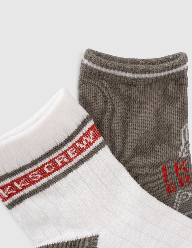 Baby boys' khaki/ecru ribbed socks-6