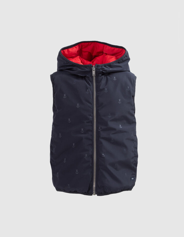 Ärmellose Jungen-Wendesteppweste Marineblau/Rot-1