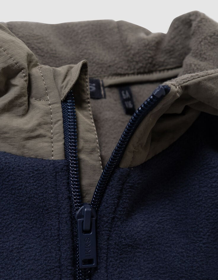 Khaki und blaues Jungenfleece-Kapuzenshirt-6 Khaki und blaues Jungenfleece-Kapuzenshirt-6