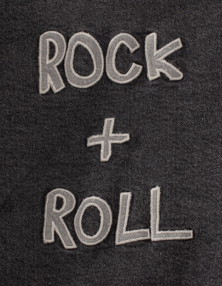 Stone grey jeansjasje letterprint rug, kap, bio jongens - IKKS