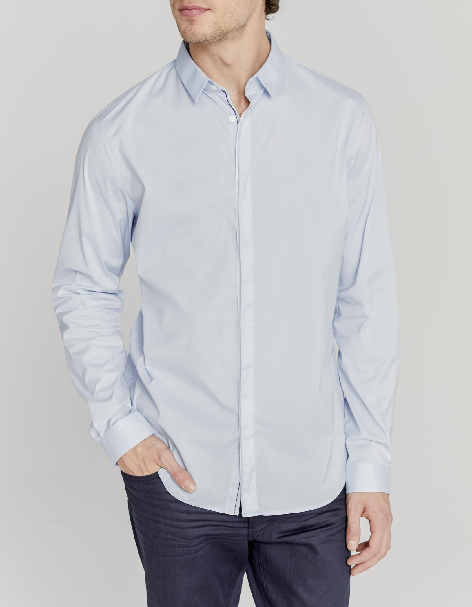 Camisa SLIM celeste con botones ocultos EASY CARE Hombre