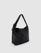Schwarze Leder-Beuteltasche, Gr&ouml;&szlig;e L, f&uuml;r Damen -2