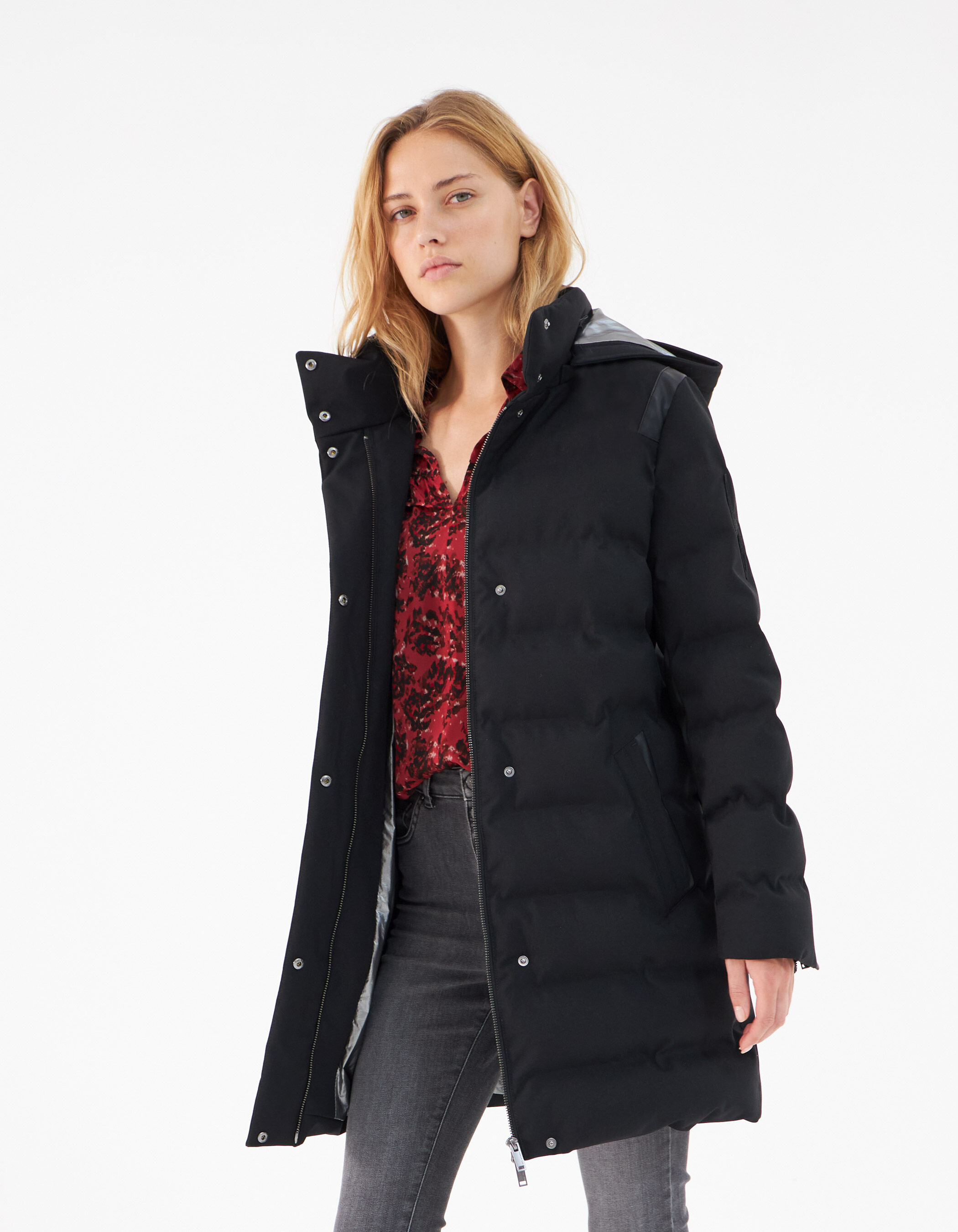 Doudoune longue à capuche store femme