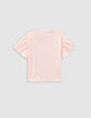 T-shirt rose coton bio coeur en relief fille-5