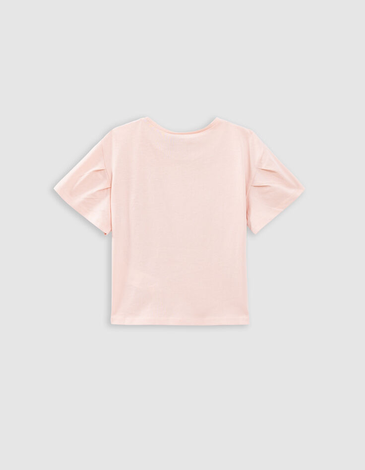 T-shirt rose coton bio coeur en relief fille-5