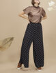 Pantalon large noir imprimé cachemire cravate I.Code-5