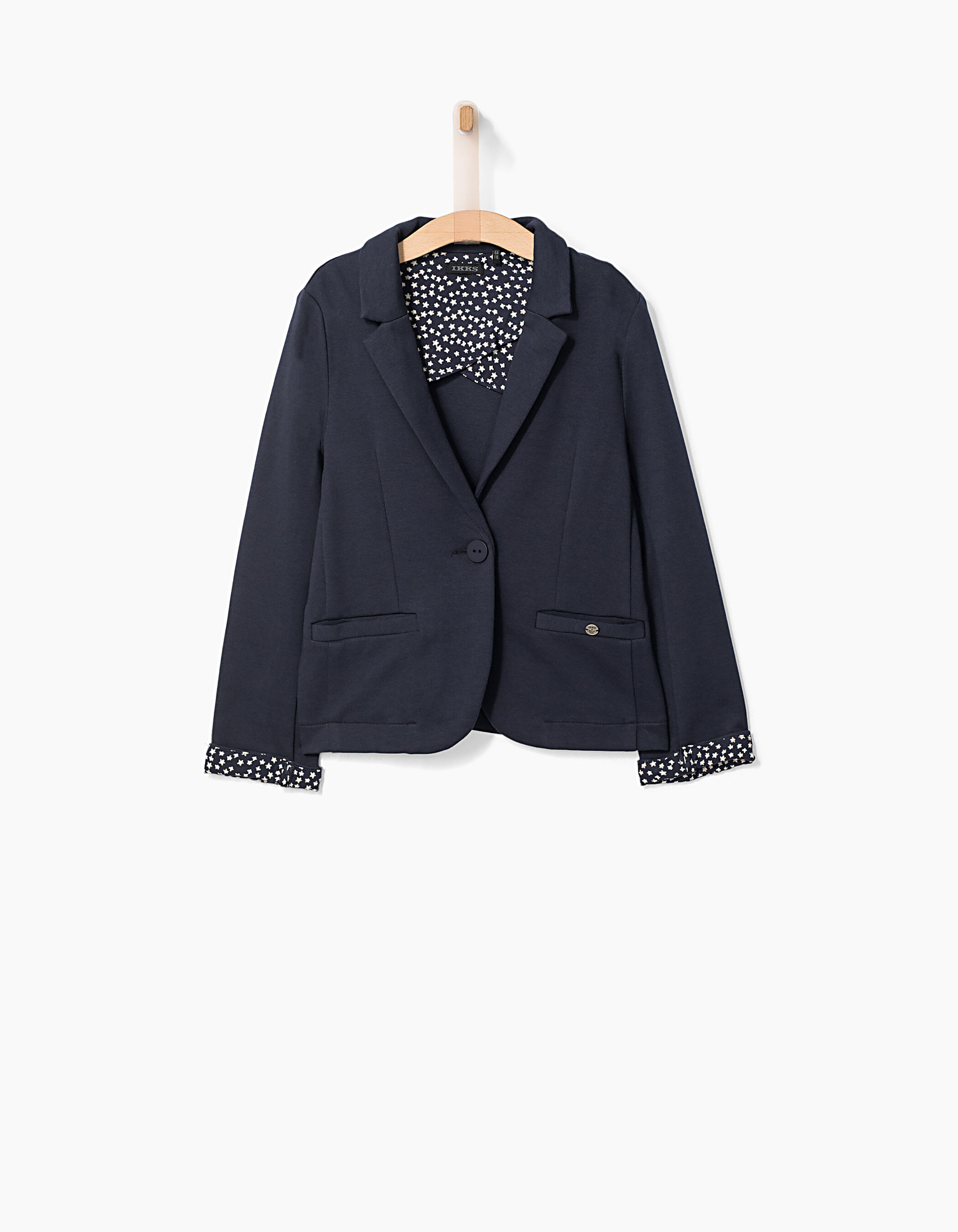 Veste navy maille Milano doublure imprimee fille IKKS